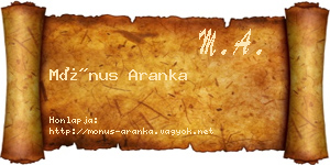 Mónus Aranka névjegykártya
